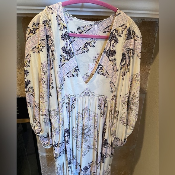 NWT Free People Girl Talk Balloon Slv Tunic or Dress Boho Western Festival M - Picture 3 of 9